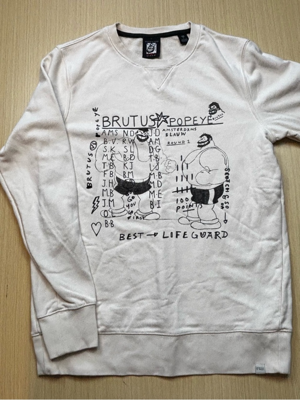 Rare Scotch & Soda x Popeye Brutus Best Life Guard Crewneck Sweatshirt Sz L